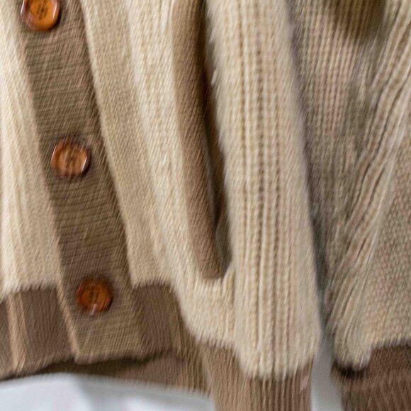 Bambergers Chunky Knit Sweater Cardigan Medium VTG 60s 70s Wood Buttons - Picture 6 of 9